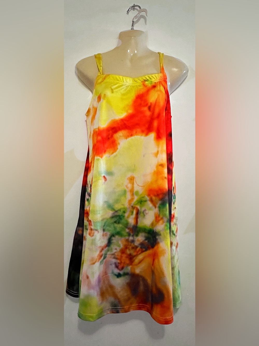 Vibrant Yellow and Multicolor Tie-Dye Maxi Dress